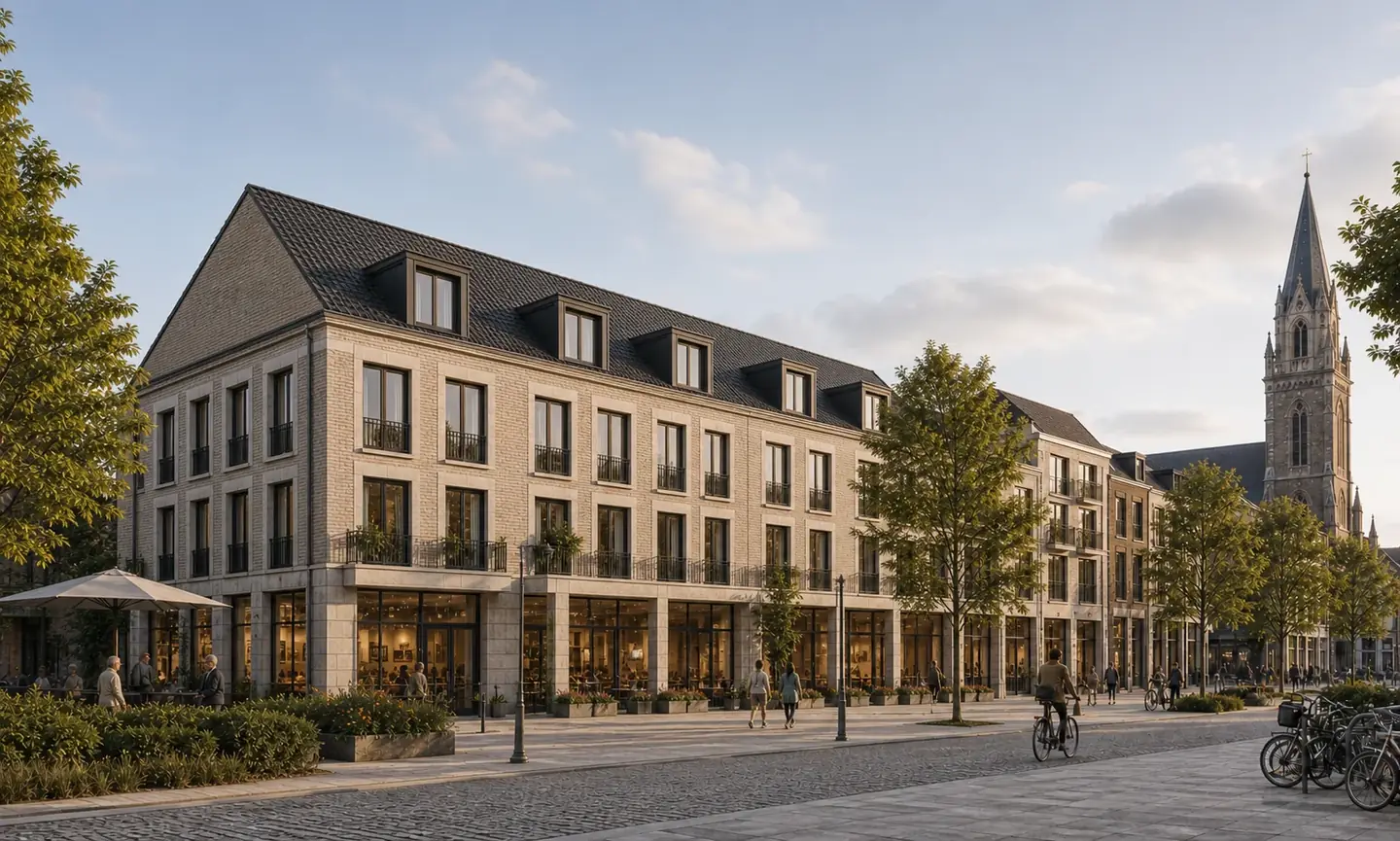 Three-storey mixed-use architecture with a pitched-roof attic in Maastricht